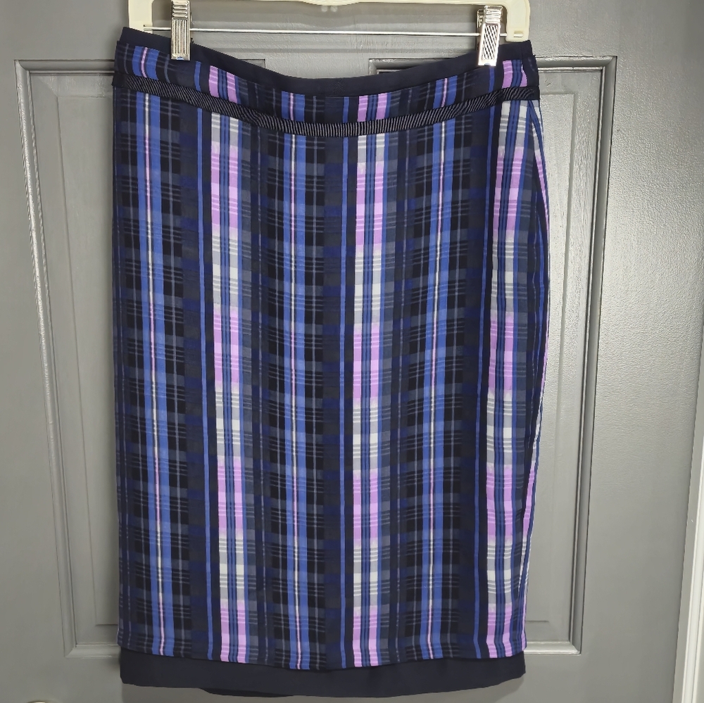 Indigo Navy Violet Plaid Skirt